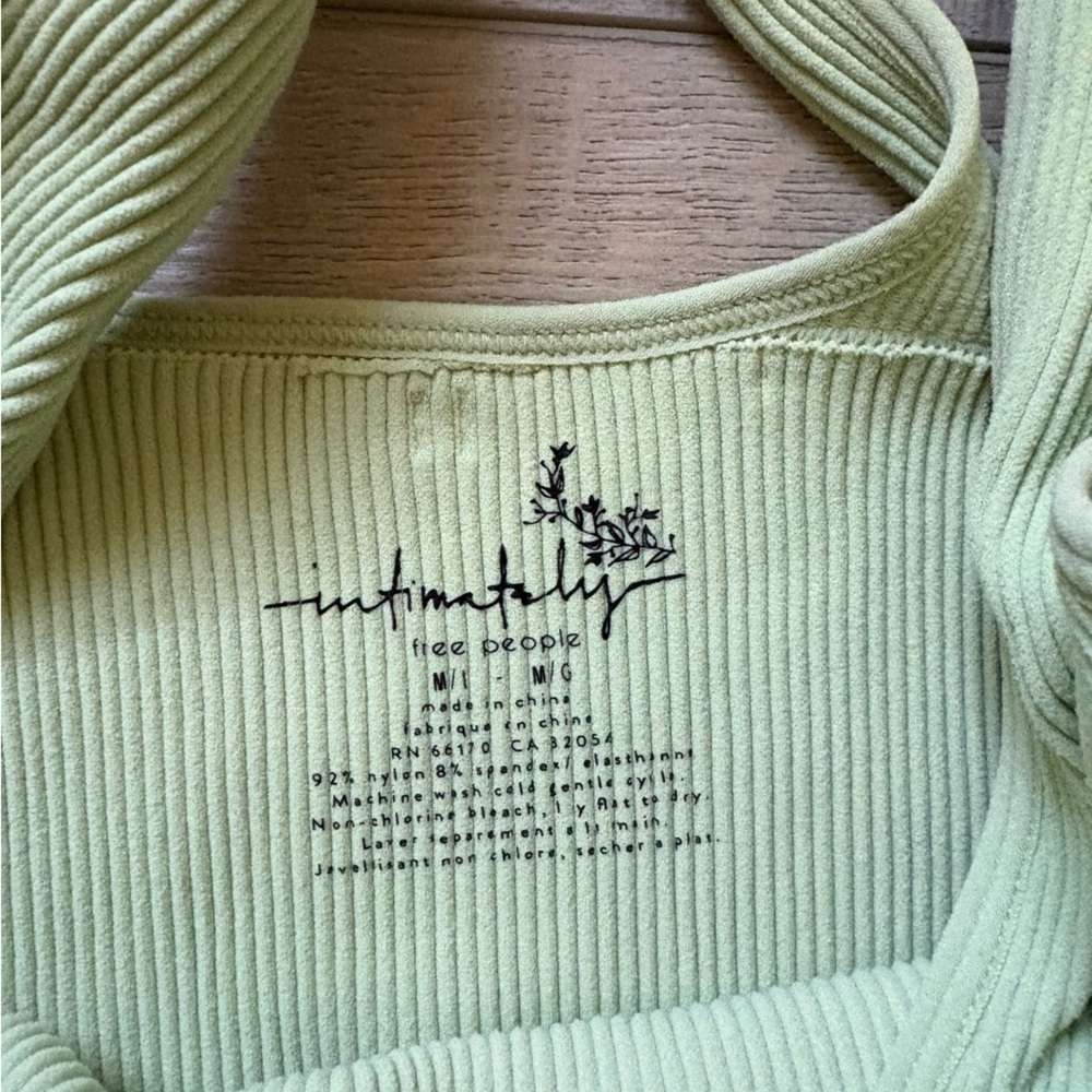 Intimately Free People Deep V-Neck Mint Green Ribbed Brami Tank - Picture 4 of 5